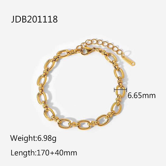pulseira de fivela cruzada de corrente estreita pulseira de moda de aço inoxidável banhado a ouro 18k