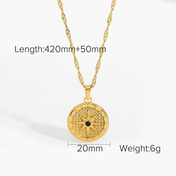 trend eightpointed star diamond pendant stainless steel necklace