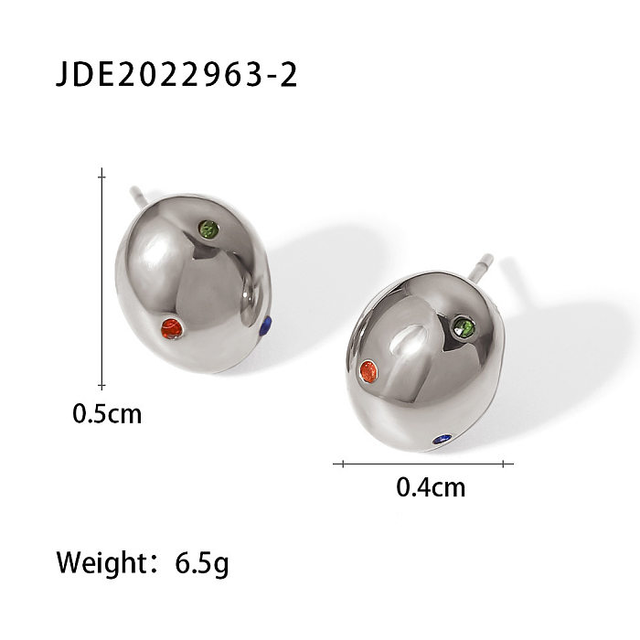 Cool Style Ball Stainless Steel Ear Studs Gold Plated Zircon Stainless Steel Earrings