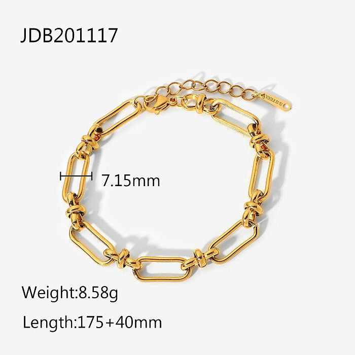 simple hollow chain cross buckle 18K goldplated stainless steel bracelet