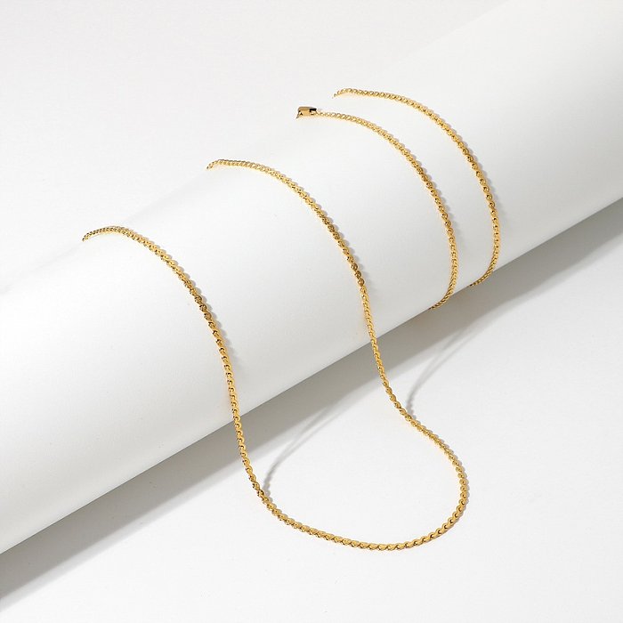 INS style mode Sshaped chaîne bijoux plat pliant bracelet cheville 18K plaqué or collier en acier inoxydable