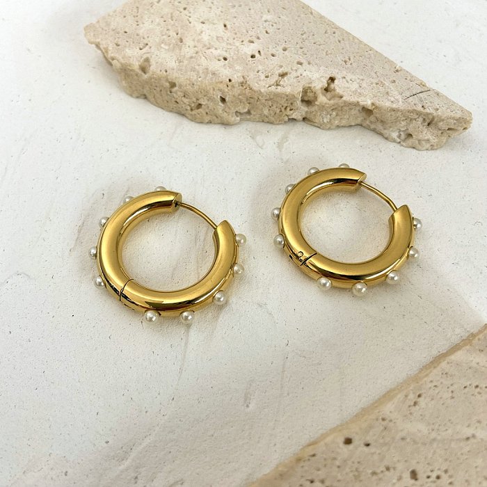 wholesale pearl hoop round ear clip jewelry