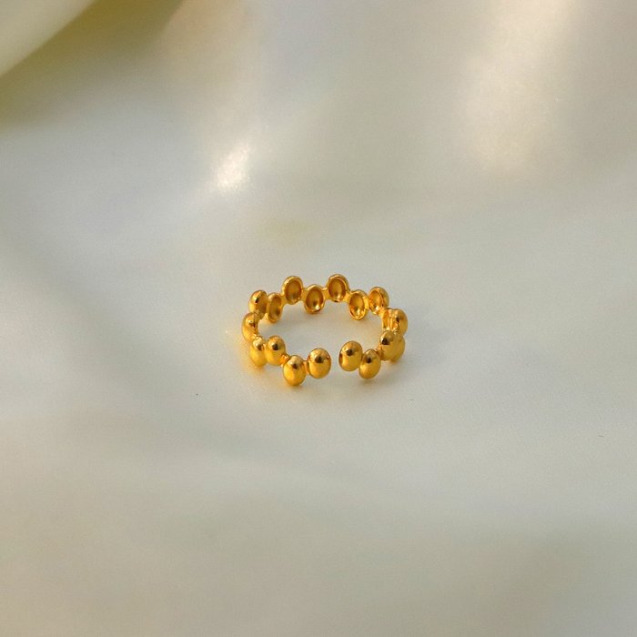 Novo anel aberto de gorro de ouro 18k de aço inoxidável chapeado de aço titânio pequeno