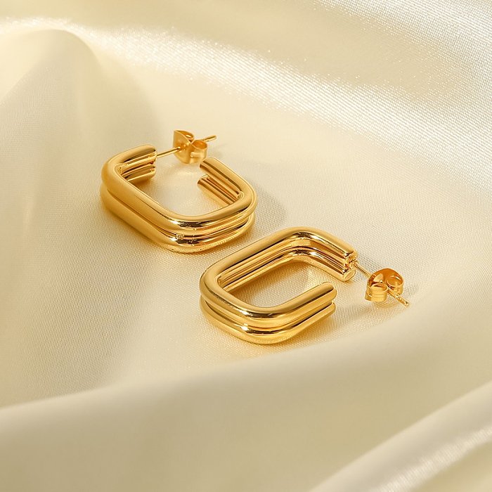 Fashion U Shape Stainless Steel Ear Studs Gold Plated Stainless Steel Earrings