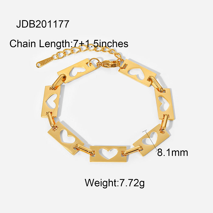 simple hollow chain cross buckle 18K goldplated stainless steel bracelet