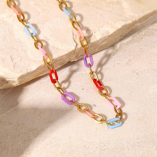 Fashion Creative 18K Gold Color Titanium Steel OShaped Stainless Steel Necklace