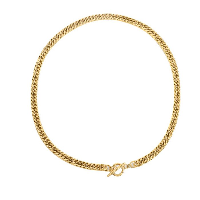 Kubanische Halskette aus dickem, 14 Karat vergoldetem Edelstahl