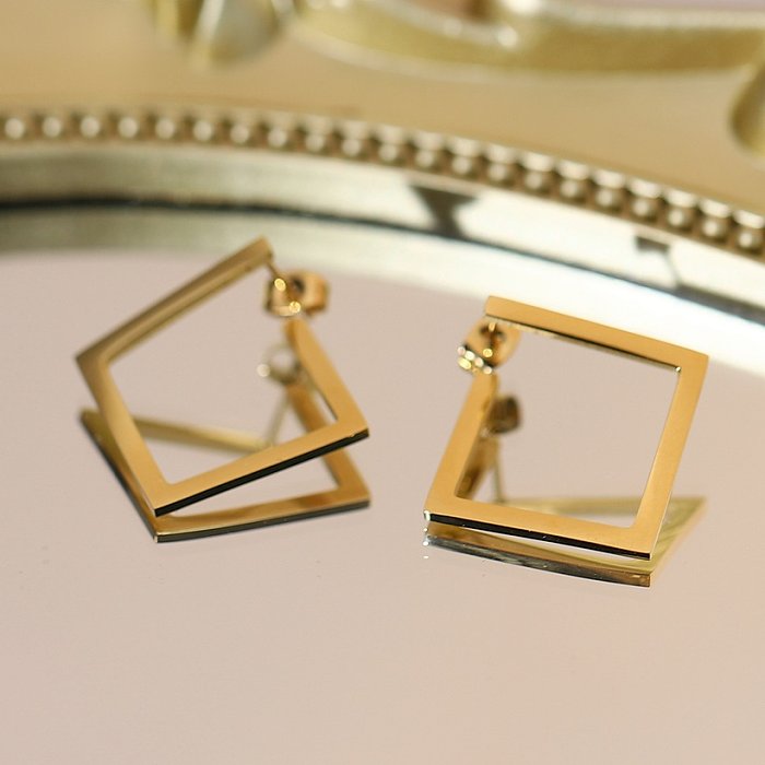 wholesale jewelry stainless steel square fashion earrings jewelry