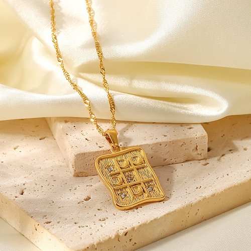 Fashion Star Moon Stainless Steel Necklace Gold Plated Zircon Stainless Steel Necklaces