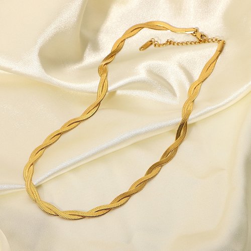 vente en gros bijoux simple croisé plat serpent chaîne en acier inoxydable collier bijoux
