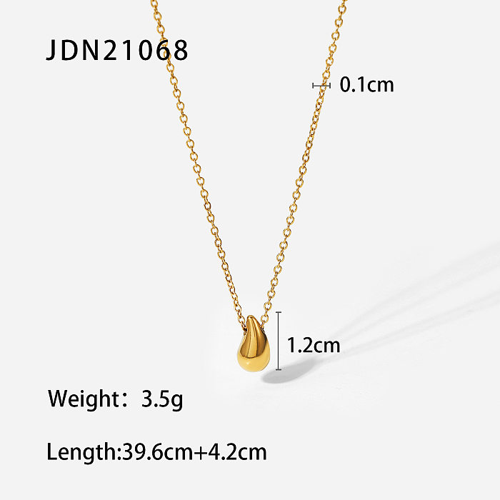 Fashion New 18K Gold Plated Stainless Steel Water Drop Pendant Necklace
