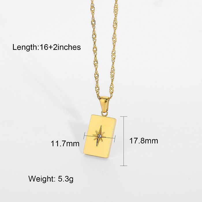 Novo Colar de Aço Inoxidável Banhado a Ouro 18K Colar de Personalidade da Moda Quadrado Selo de Tarô Colar Pingente Ornamento