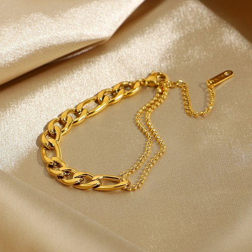 pulseira de aço inoxidável banhada a ouro multifuncional de costura de moda simples