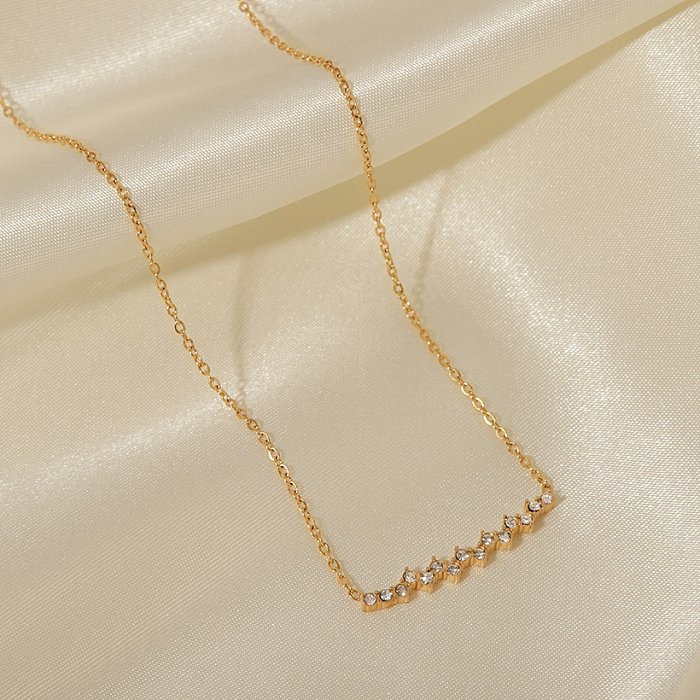 Simple Style Geometric Titanium Steel Necklace Plating Artificial Diamond Stainless Steel Necklaces