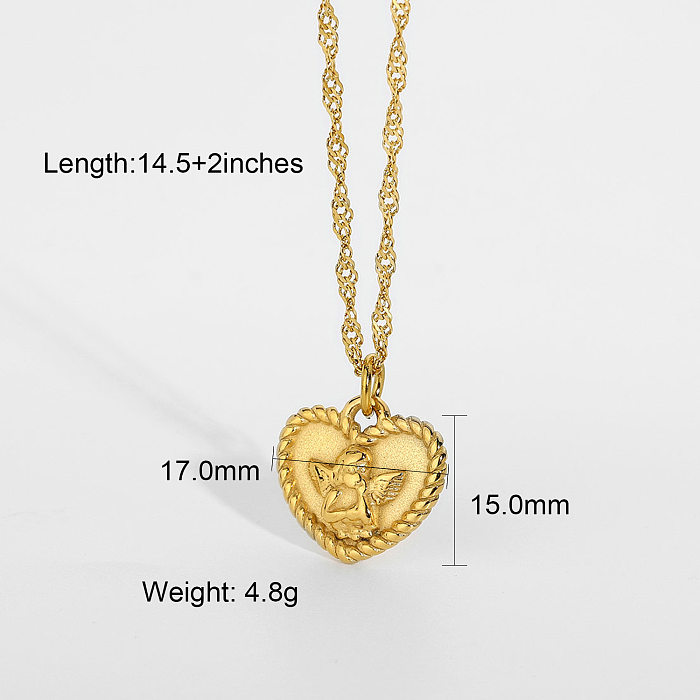 18K Simple Cupid Romantic Angel Heart Stainless Steel Necklace Wholesale jewelry