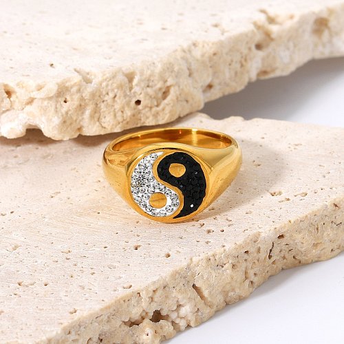 مجوهرات خاتم تاي تشي من الفولاذ المقاوم للصدأ مطلي بالذهب بالجملة