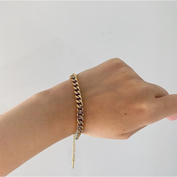 Fashion Cuban Gold Plated Chain 18K Gold Plated Stainless Steel Bracelet
