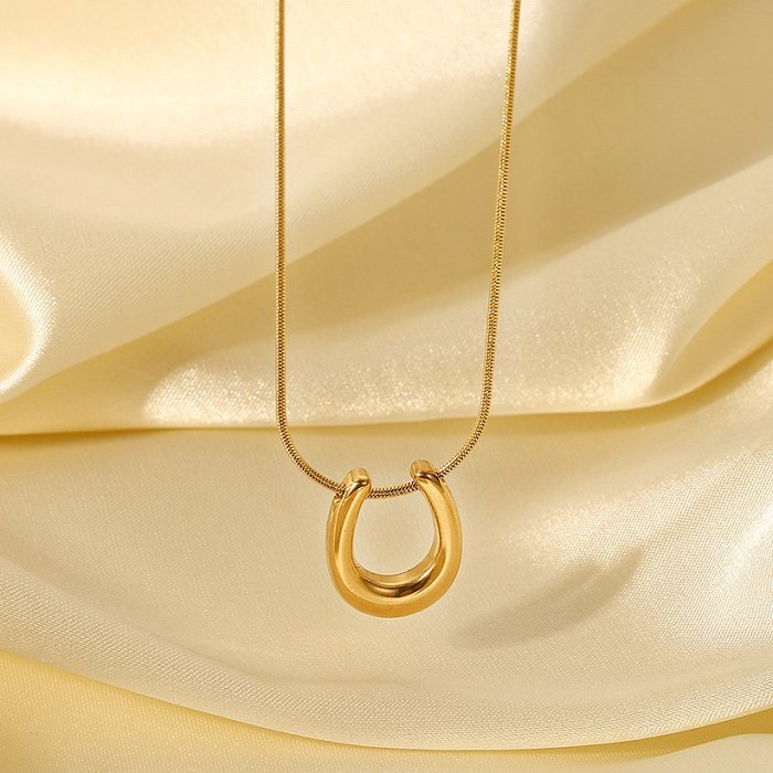 Mode einfache U-förmige Halskette aus 14 Karat Gold-Edelstahl