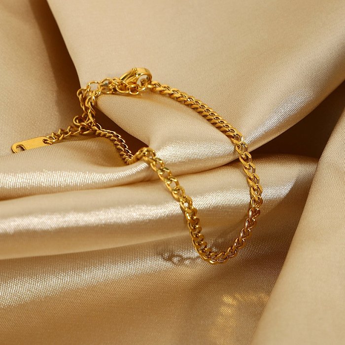 classic gold curb chain 18K goldplated stainless steel bracelet