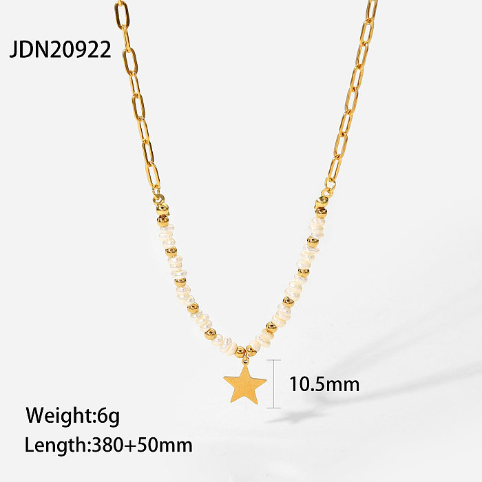 Art und Weise 18 Karat vergoldeter Edelstahl-Stern-Anhänger-Perlenperlen, die Halskette nähen