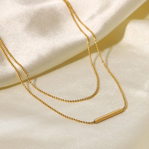 Fashion Geometric Stainless Steel Layered Necklaces Inlaid Gold Stainless Steel Necklaces