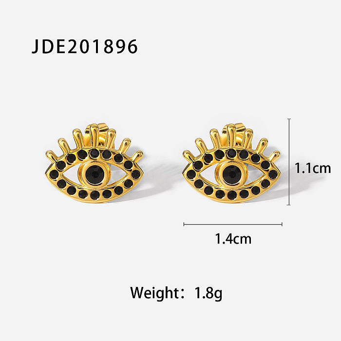Neue Gold-Edelstahl-Ohrringe des Art- und Weiseschwarz-Diamant-Augen-18K