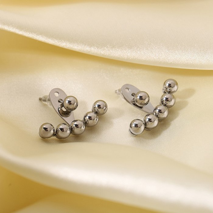 Boucles d'oreilles en perles d'argent en perles d'or en forme d'éventail créatives simples Boucles d'oreilles en acier inoxydable plaqué or 18 carats