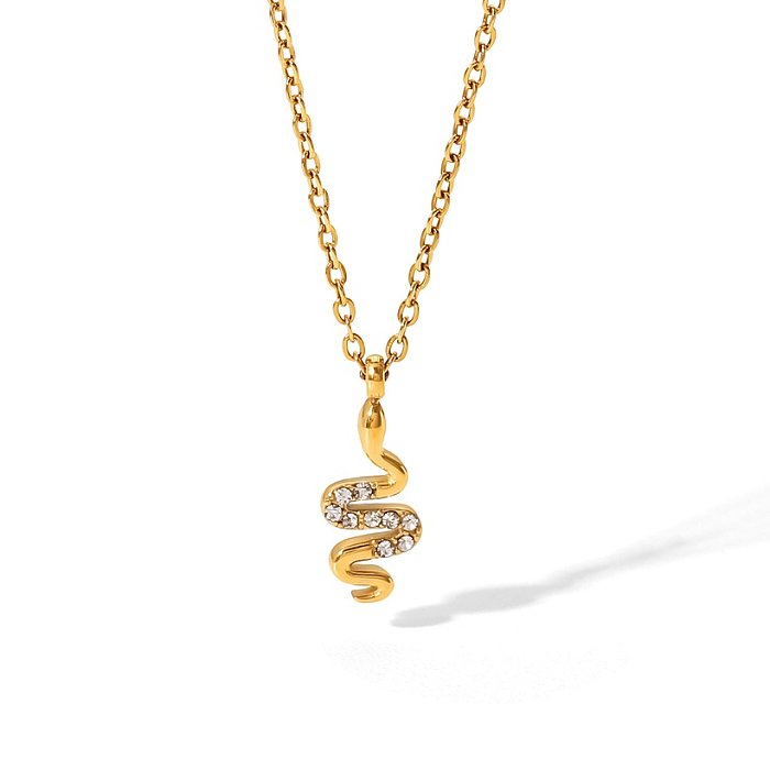 Collier pendentif en acier inoxydable serpent à la mode plaqué colliers en acier inoxydable Zircon
