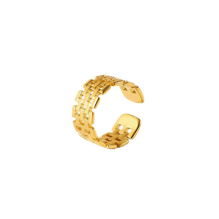 Anel aberto de tendência de moda europeia e americana anel de aço inoxidável banhado a ouro 18k
