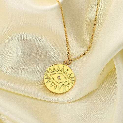 Demon Eye Coin Pendant 18K Stainless Steel Necklace