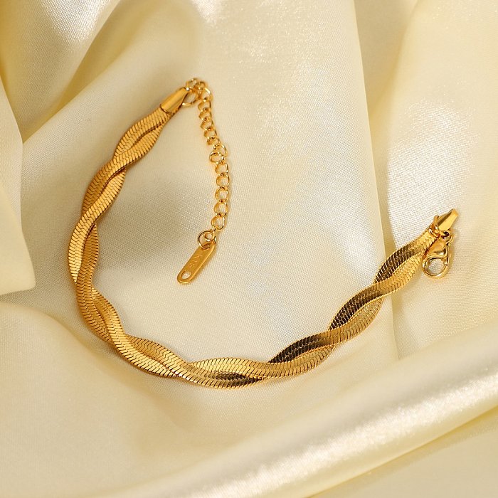 Stainless Steel Double Cross Twist Snake Chain Simple Bracelet wholesale jewelry jewelry
