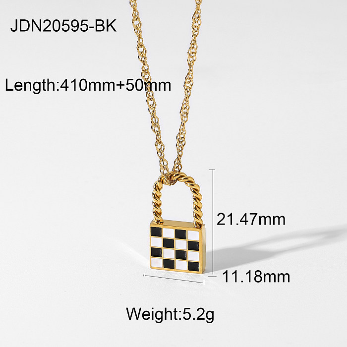 Mode Edelstahl 18K Kontrastfarbe Gitter Halskette Großhandel Schmuck
