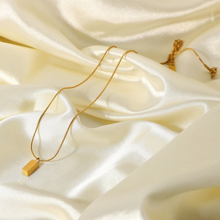 Einfache dreidimensionale Edelstahl-rechteckige hängende Halskette Großhandel Schmuck