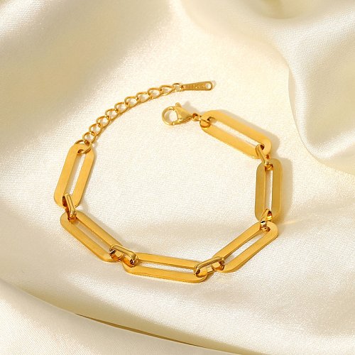fashion stainless steel hollow chain rectangular bracelet