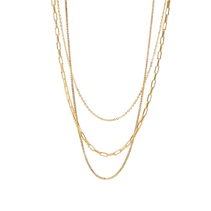 Fashion Geometric Stainless Steel Layered Necklaces Gold Plated Stainless Steel Necklaces