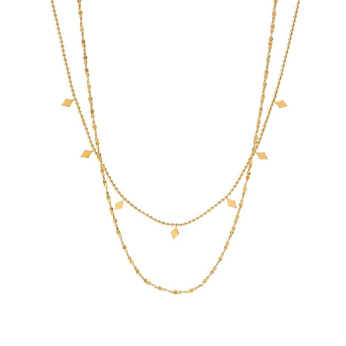 Fashion Geometric Stainless Steel Layered Necklaces Gold Plated Stainless Steel Necklaces
