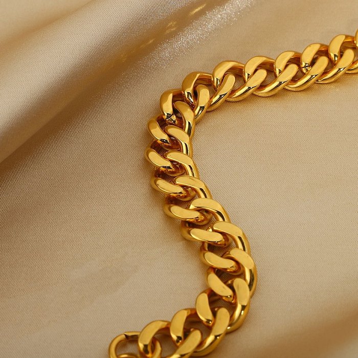 Bracelet en acier inoxydable plaqué or avec chaîne punk cubaine