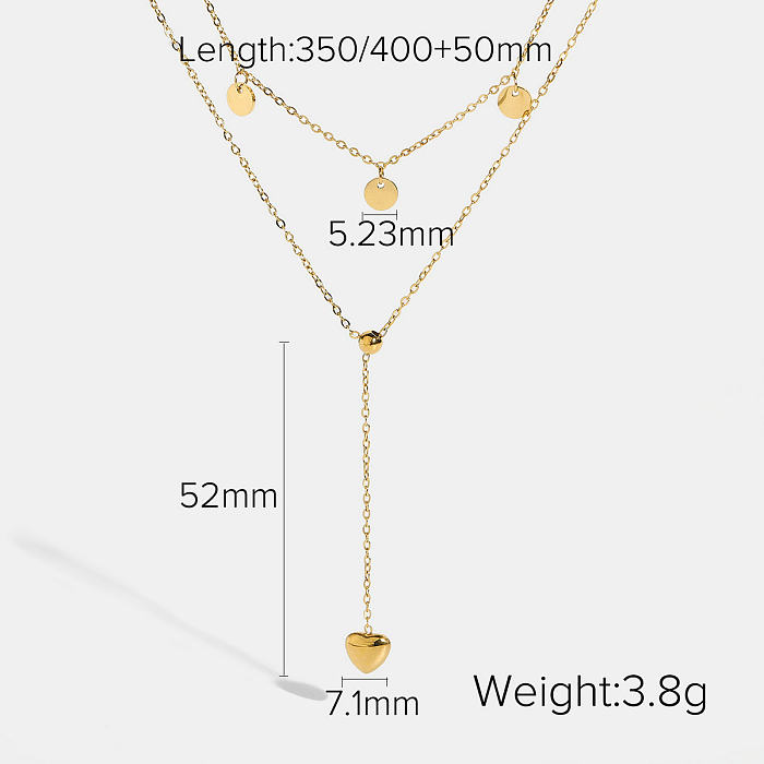 Großhandelsschmucksachen kleine Scheiben Y-förmiger hängender Doublelayer-Edelstahl-Halskettenschmucksachen