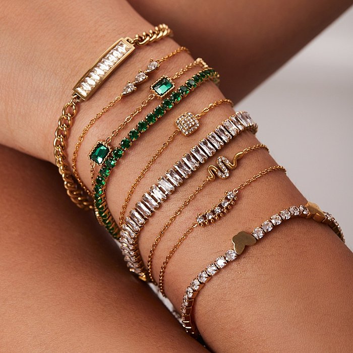 Fashion Geometric Stainless Steel Bracelets Inlay Zircon Stainless Steel Bracelets