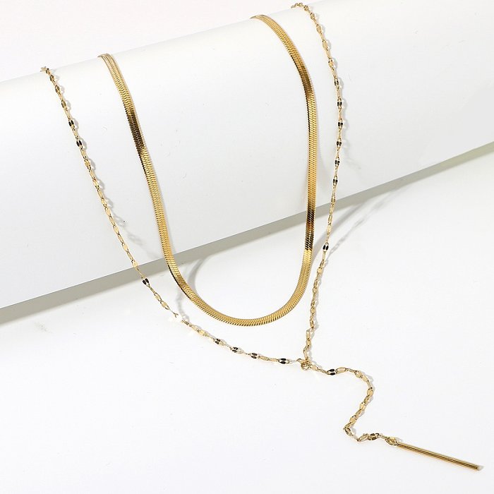 collier de corde de chaîne de serpent double en acier inoxydable simple bijoux en gros