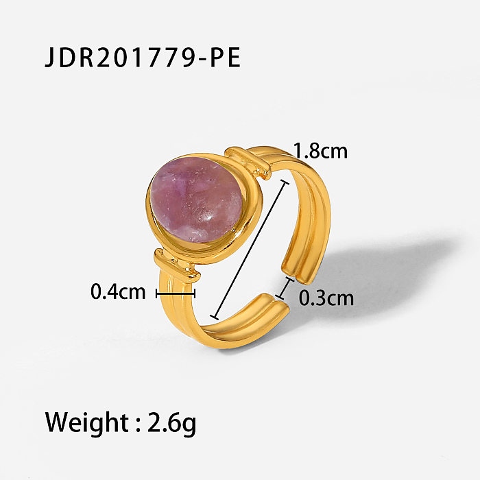 Fashion Geometric Stainless Steel Open Ring Gold Plated Artificial Gemstones Stainless Steel Rings
