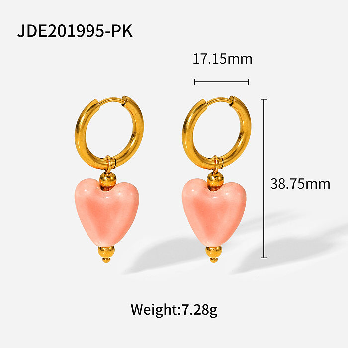 neue Art 14K Gold Plated Edelstahl Farbe HeartShaped Anhänger Ohrringe