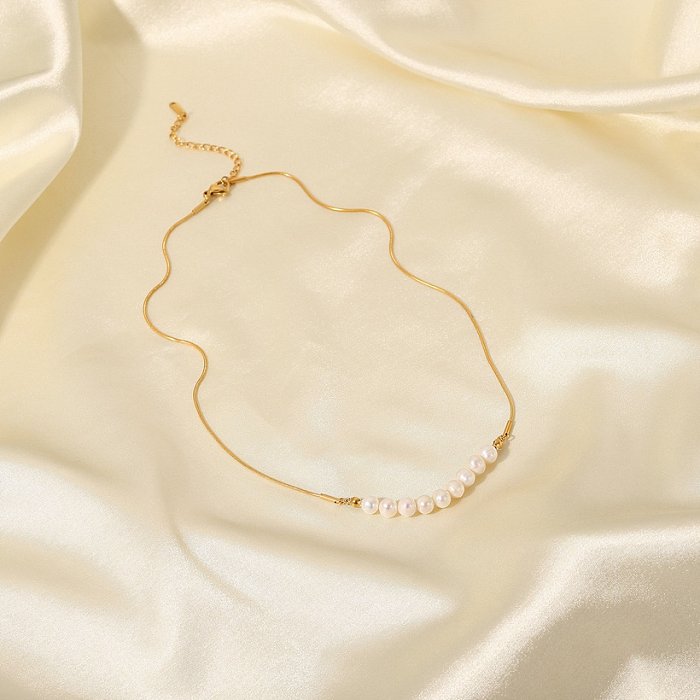 Collier pendentif perle plaqué or 18 carats en acier inoxydable New Style