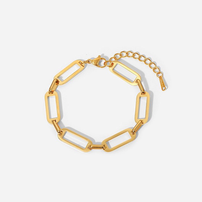 Simple Hollow Chain Geometric Stainless Steel Rectangular Chain Bracelet