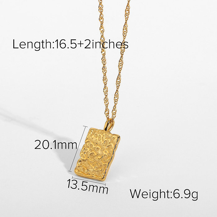 vintage bump pendant square goldplated stainless steel necklace