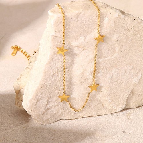 Fashion Simple Star Fine Ball Bead Womens Stainless Steel Necklace