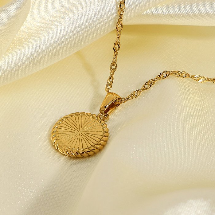 Pingente de croissant de concha fashion 18k colar de aço inoxidável banhado a ouro
