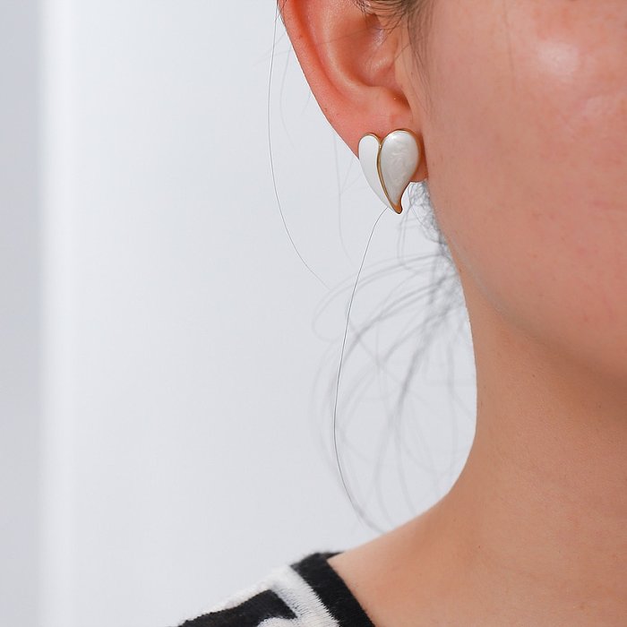 Boucles d'oreilles en acier inoxydable sans incrustation de style simple pour femmes