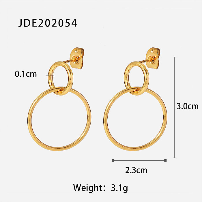 New Style 18K Gold Plated Stainless Steel Hollow Circle Pendant Earrings
