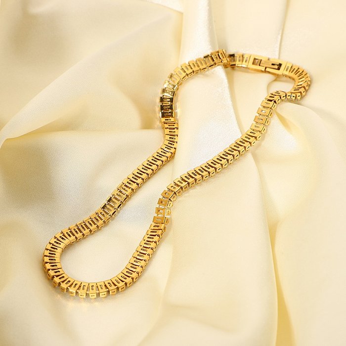 quadratisch kubischer zirkon edelstahl vergoldete halskette großhandel schmuck